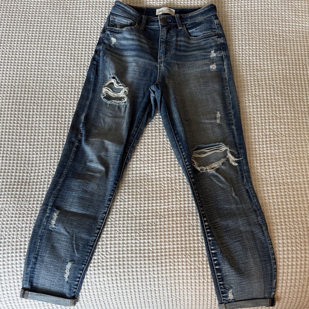 BKE Dark Blue Distressed Boyfriend Jeans